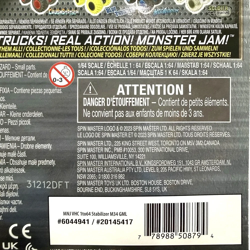 New Spin Master Monster Jam Lucas Stabilizer Truck 1:64 Flag Metal Die Cast Toy